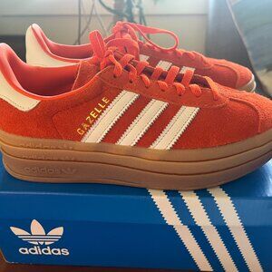 adidas Gazelle Bold Collegiate Orange Gum Sole Platform Womens 6
